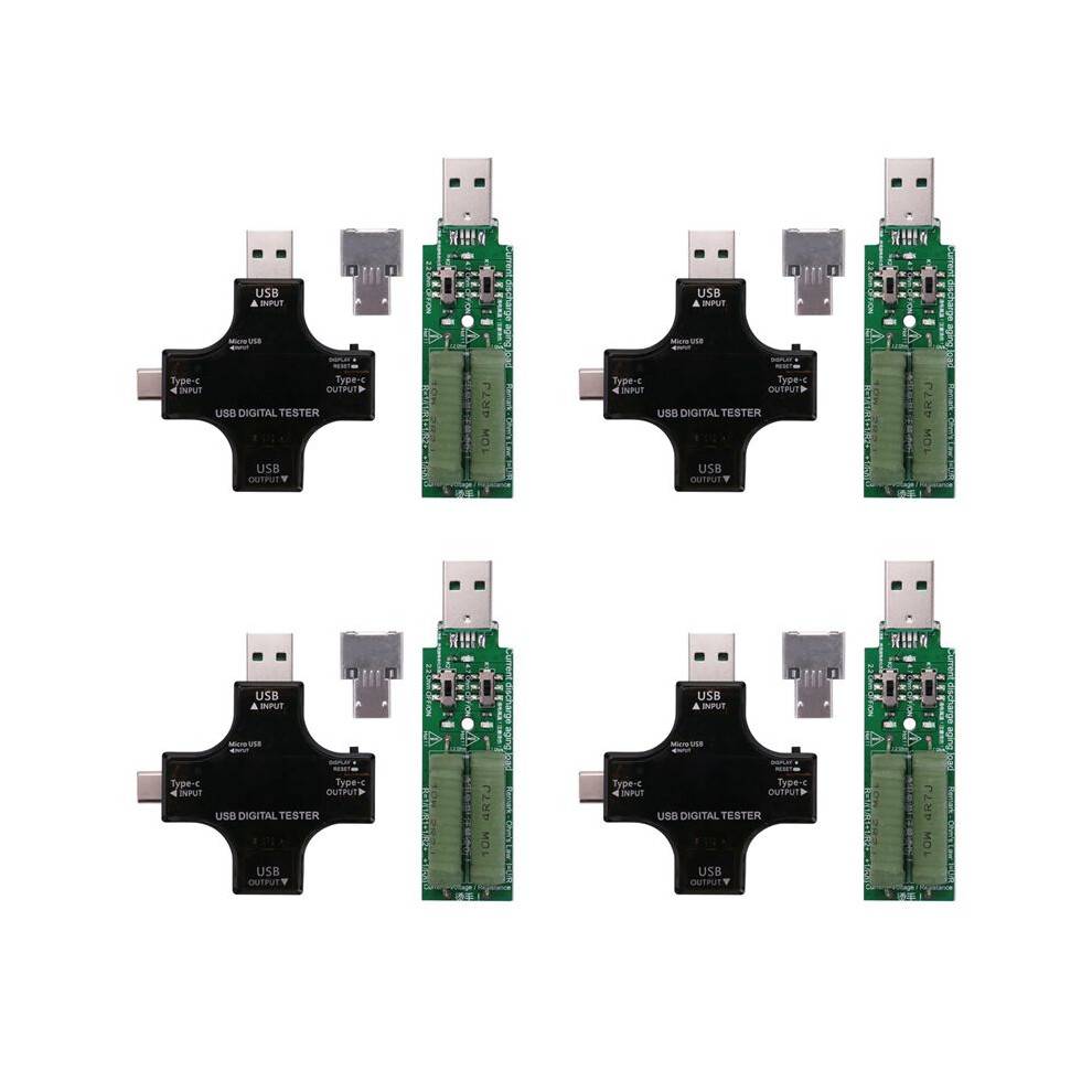 4X USB C Tester,2 in 1 Type C USB Tester Color Screen IPS Digital Multimeter,Voltage,Current,Temperature,with Loader