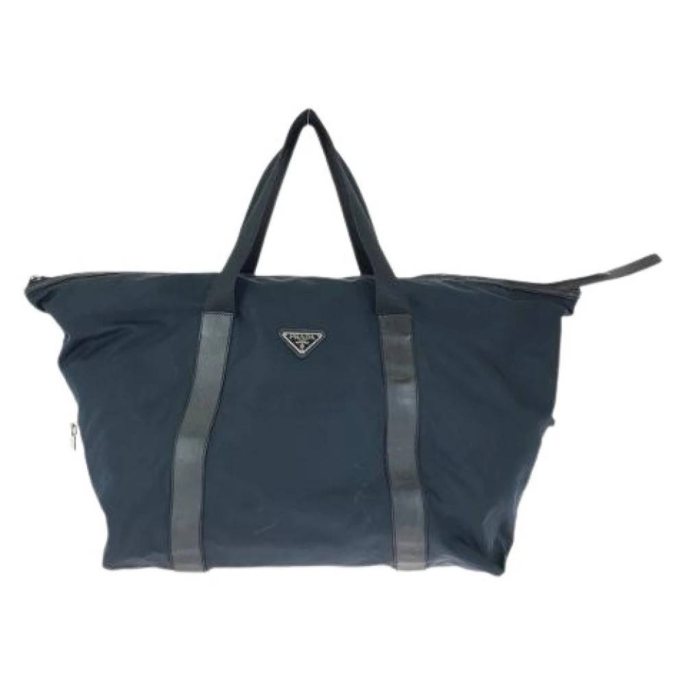 Prada Vintage Pre-owned Tessuto Saffiano Boston Bag - Vintage - unisex - Blå - ONE SIZE - Læder