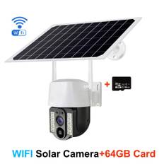 Ny 4K 8MP utomhus HD Solkamera PTZ Wifi/4G Övervakningsmonitor AI Människospårning Vattentät trådlös säkerhetskamera HD Cam CCTV WIFI Cam 64GB Card