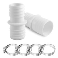 Poolslanganslutning 32 mm till 32 mm, 2 st slanganslutningsadapter 32 mm, slangadapter pool med 4 universella slangklämmor i rostfritt stål, poolslang adapter dubbel slangpip