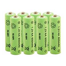 Uppladdningsbara batterier, MH NiMH AA Mignon ,1,2 volt, 600 mAh, lämpliga för solcellsdrivna enheter, 8 st