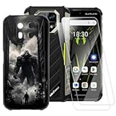 ESACMOT Monstermönster fodral kompatibelt med Ulefone Armor 22 + [2-pack] skärmskydd härdat glas, stöttåligt fodral för Ulefone Armor 22 (6,5 tum)