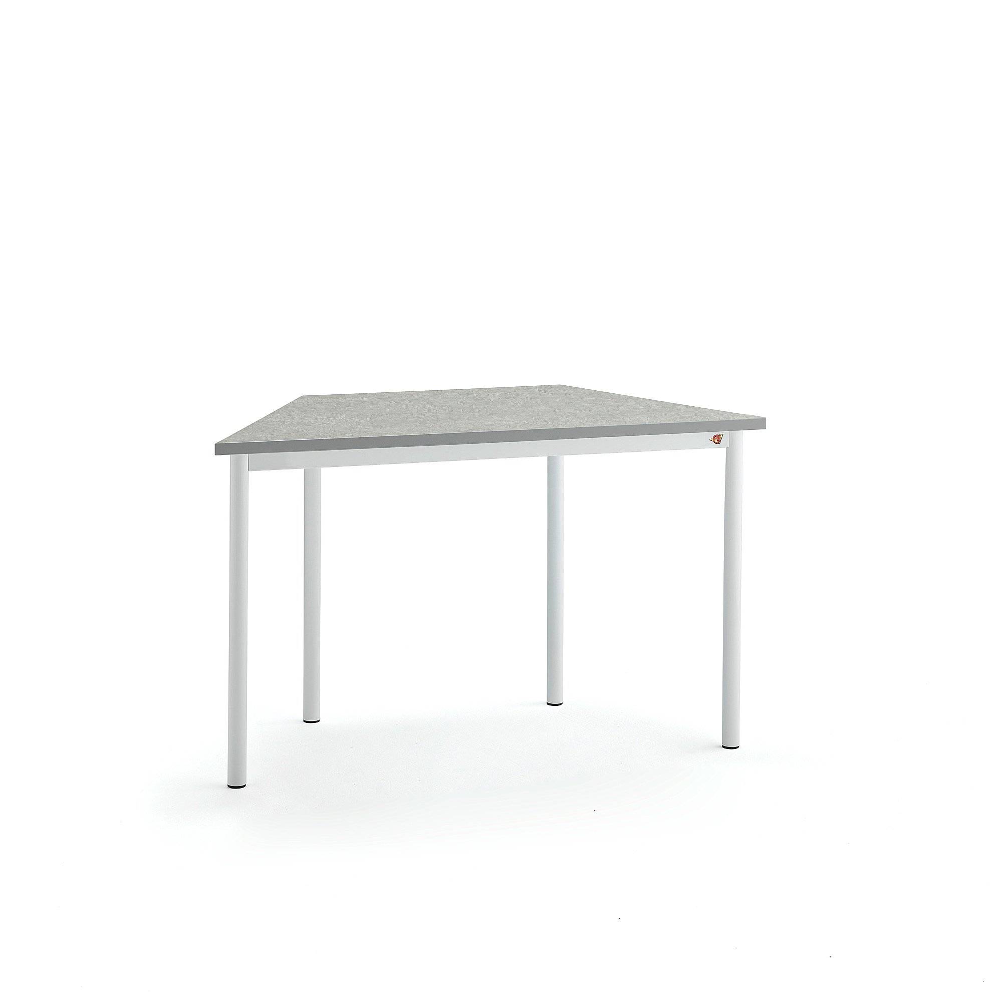 Bord SONITUS TRAPETS, 1200x600x720 mm, stativ vitt, ljuddämpande linoleum, grå