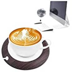 MQUPIN Kaffemuggsvärmare, USB-koppvärmare med halkfri bas, dryckesmugg värmare för mjölk kaffe te, kopp mugg värmare uppvärmt underlägg för hemmakontor kaffekopp värmare (mörkt träkorn)