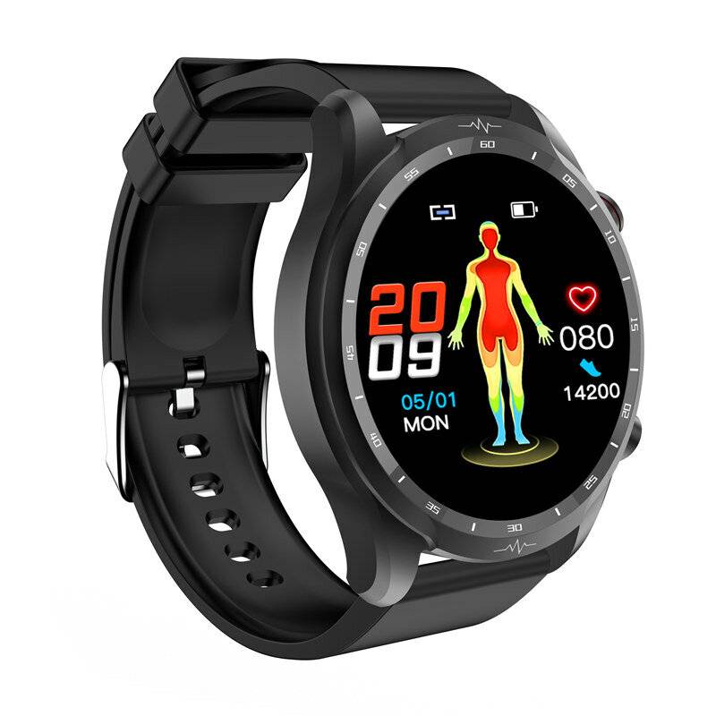 E430 1,39 tum HD-touchskärm icke-invasiv Blodsocker EKG-hälsoblodtryckstemperaturmätning Sport Smart Watch
