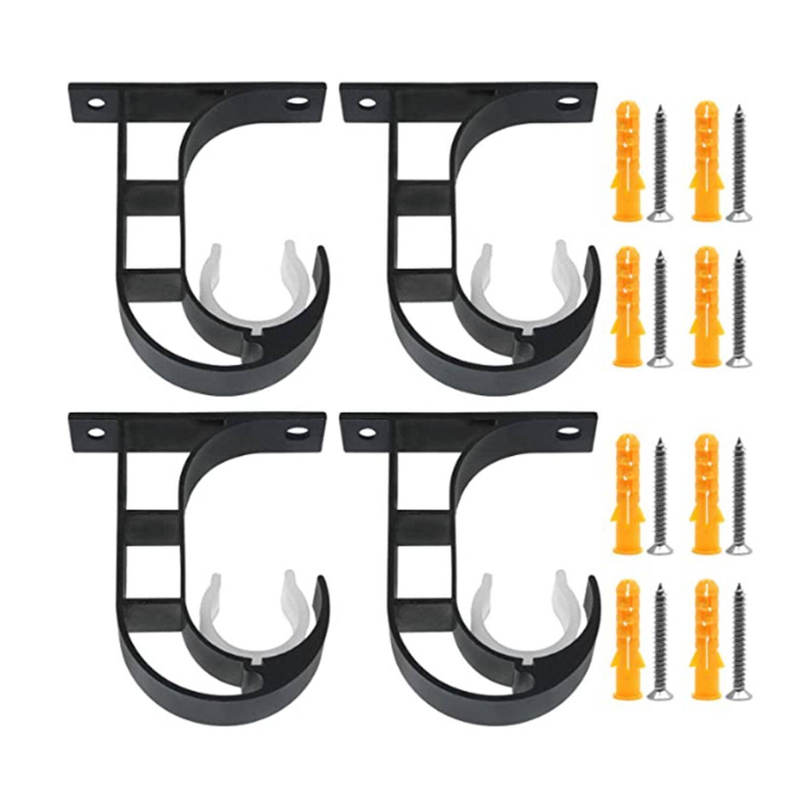 4 Set Gardinstångsfäste Förtjockad Aluminiumlegering Svart Färgsprutning Rostskydd Gardinstång
