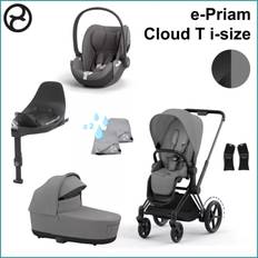 Komplett Startpaket - Cybex ePriam MATT BLACK / MIRAGE GREY inkl. Cloud T i-Size COMFORT