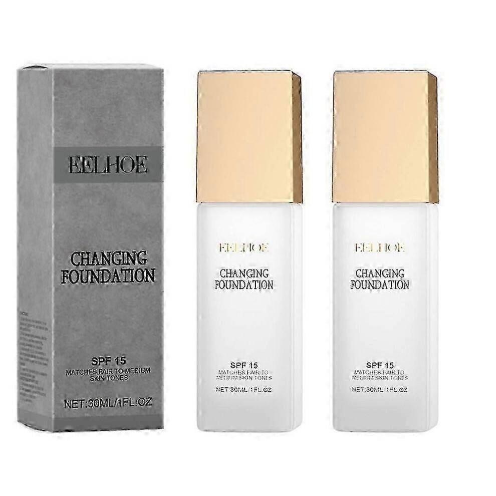 (2pcs) 2025 Changing Foundation Natural Colour-Changing Foundation for Women, Hydrating Magic Skin Changing Foundation