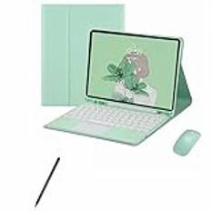 XFTeoux Tangentbord Fodral Touchpad för iPad 2020 2021 2022 2024 Tablet Avtagbart tangentbord med pennhållare, Trådlöst Bluetooth-tangentbord Smart Cover,Green,air 5 10.9 2024