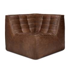 Ethnicraft - N701 Modular Sofa - Chestnut Leather - 90° Square Corner - Soffor - Jacques Deneef - Träfärgad - Textilmaterial