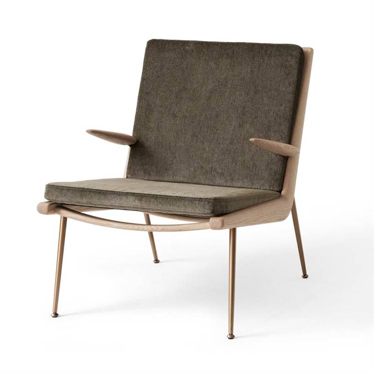 &Tradition Boomerang HM2 Loungestol Brass Oiled Oak/Duke 004 (Green)