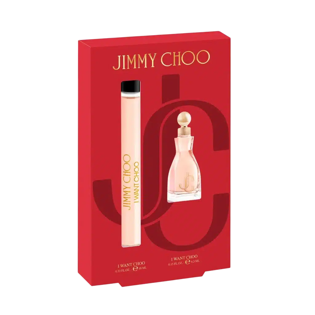 Set Jimmy Choo: I Want Choo, Eau De Parfum, da donna, 10 ml + I Want Choo, Eau De Parfum, da donna, 4,5 ml *Miniatura