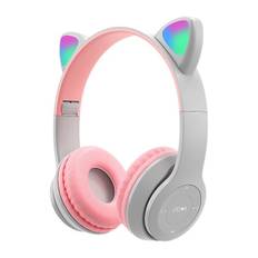 Trådløse hovedtelefoner katteøre med mikrofon Blue-tooth glødende lys stereo bas hjelme pigegaver pc telefon gaming headset