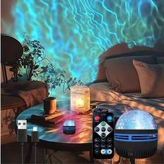 Modern USB-driven skrivbordslampa med rymdtema och fjärrkontroll - Plast, polerad färgskiftande LED-projektion, magisk boll med vattenrippleeffekt för - Multifärgad (Vattenrippel)