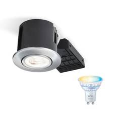 WiZ indbygningsspot 230V LED (rund) med Whites, 4,7W, 345lm, 2700K, 36°, F, børstet aluminium - Nordtronic
