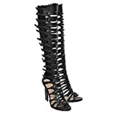 LEBE Dam högklackade ihåliga stövlar unisex herr dam stilett högklackade crossdresser drag drottning Slingback sandaler party pumps kvällsskor svart ||EU38