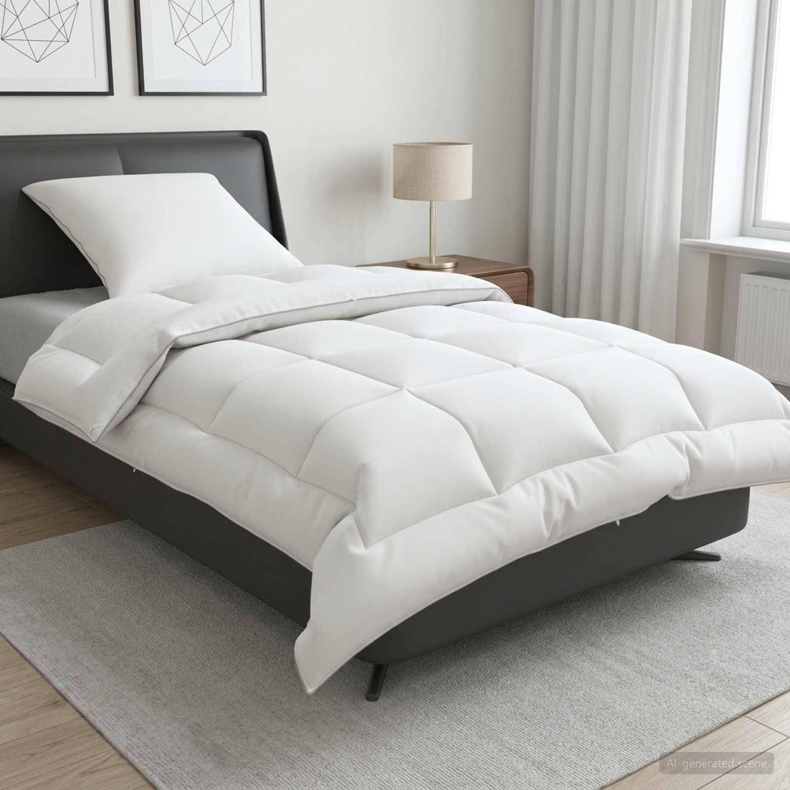 vidaXL Täcke och kudde set 2 st 152x203 cm Vinter 450 GSM Ull Vit