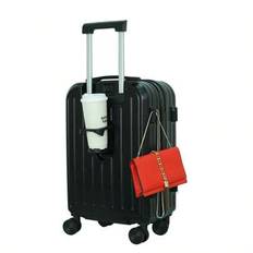 1pc 20-Inch Multi-Functional Travel & Business Luggage: TSA Lock + Silent Wheels + Port, Soft Rubber Design Non-Pinching, Easy To Carry, Suitable For - Black - 20 inch