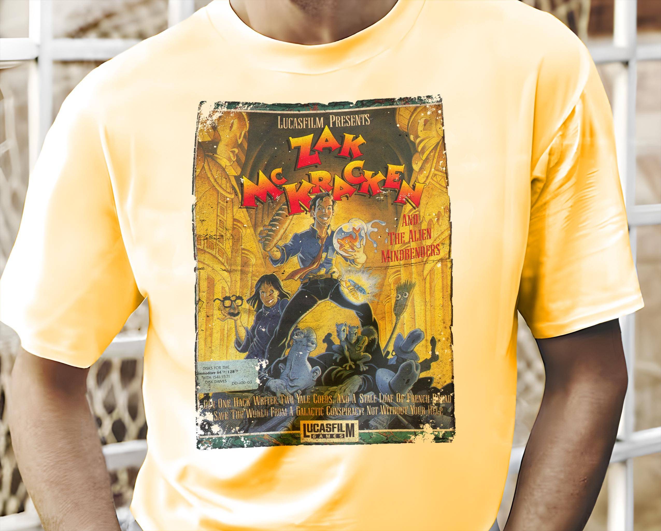 Zak McKraken - Vintage T-Shirt 8 Farben Unisex Größen S-5XL 100 % Baumwolle Cover Art Commodore 64 Spiel 8 Bit