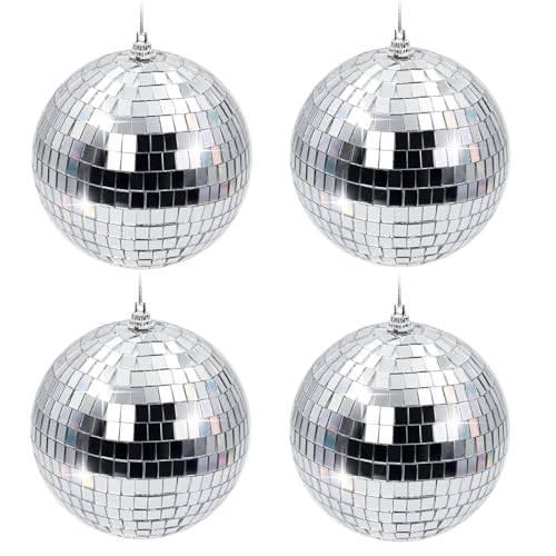 Discokula 10 cm 4-pack – Spegelkulor för Julgran, Fest och Bröllop, Silver