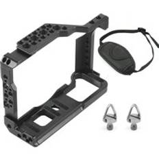 Aluminium kamerabur för fujifilm x -t3 /xt3/xt2 / x -t2 dslr fotograferingsstabilisator rig skyddsfodral med dubbel skoadapter - Med snodd