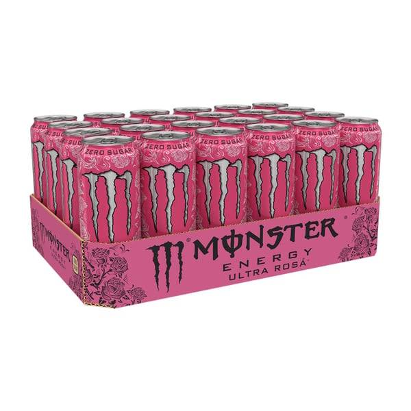 Monster Ultra Rosa – Sukkerfri Energidrik (24 x 500ml), Dåse.