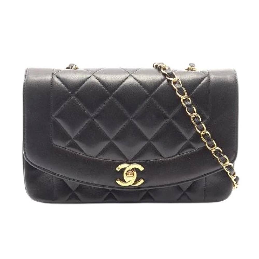 Chanel Vintage Pre-owned Lambskin Diana Skuldertaske - Vintage - Dame - Sort - ONE SIZE - Uld