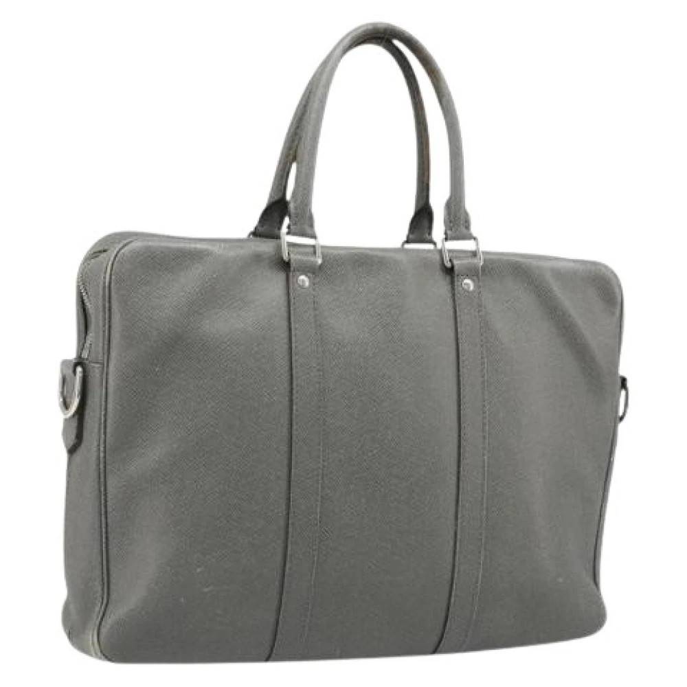 Louis Vuitton Vintage Pre-owned Vintage Taiga Business Taske - Vintage - Dame - Grå - ONE SIZE - Uld