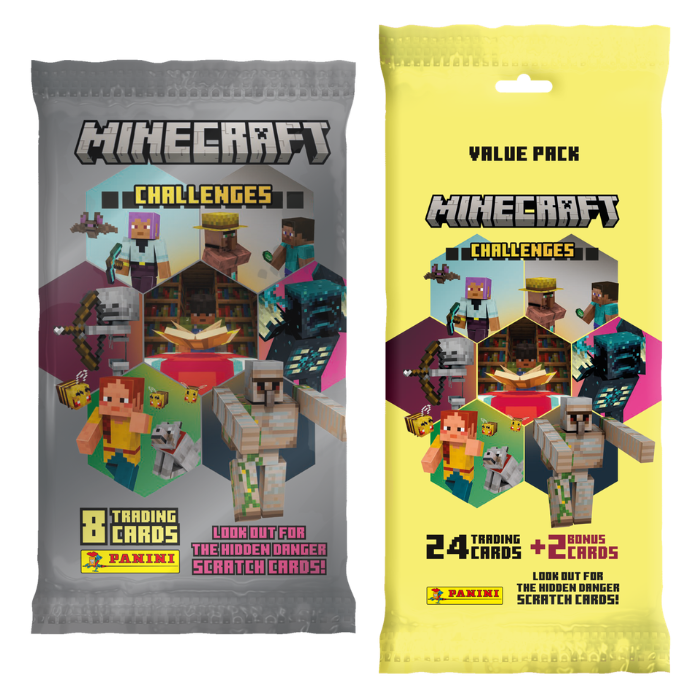 Panini Minecraft Challenges – Trading Cards - Booster + Fat Pack - Klar til levering - Prismatch