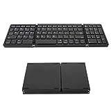 Vikbart Bluetooth-Tangentbord, Trevikt Bärbart Trådlöst Tangentbord med Numerisk Tangentbord, Pocket Folding Keyboard Sync Upp Till 3 Enheter, för IOS Android Windows (Svart)