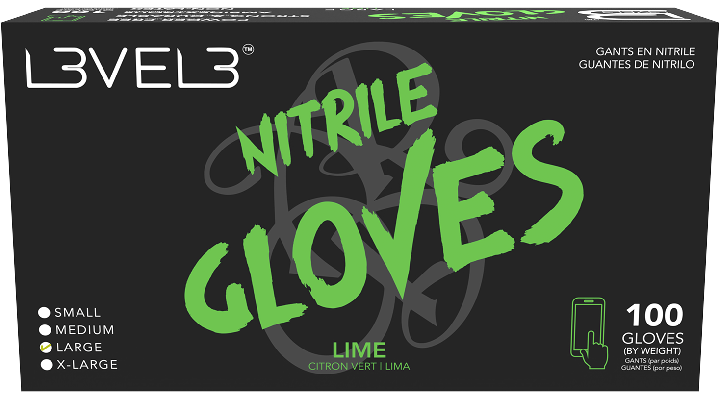 L3VEL3 Lime Medium Professional Nitrile Gloves 100 Pack