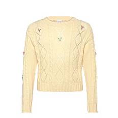 LINDEX Sweater Pointelle Flowers |Yellow |170