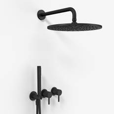 Semplice SBR801 S07 - Rain De Luxe Ø30 cm. Væg. Matsort - Brusesæt til indbygning