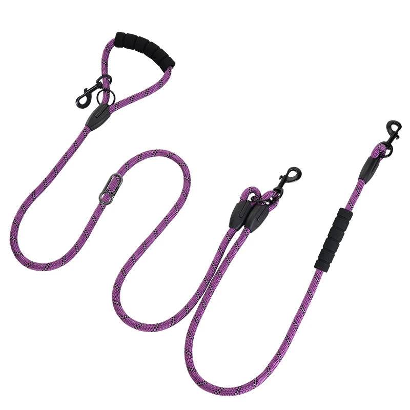 Heavy Duty Rope Dog Lead with Padded Handle – 7.8ft - PURPLE