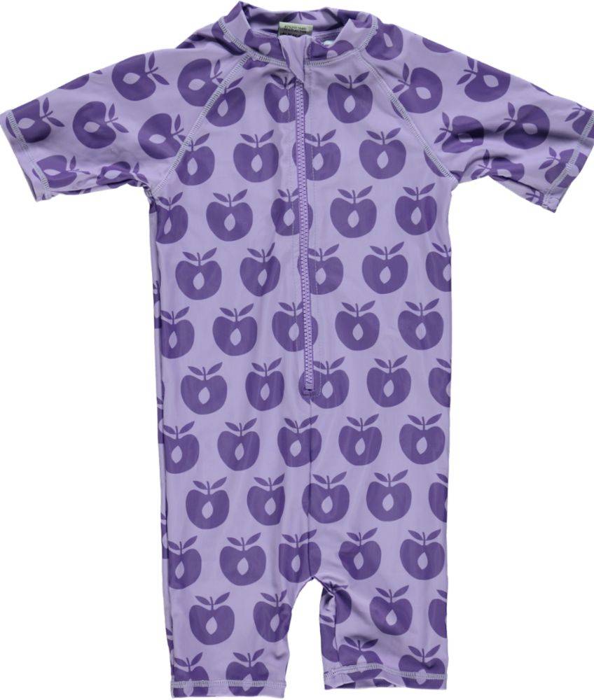 UV dragt med retro æbleprint - Purple / 80 cm