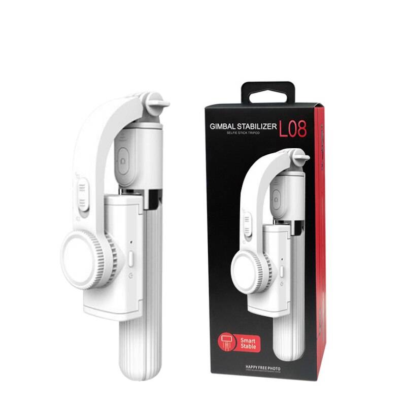Selfie stick gimbal kamera stabilisator bluetooth handhållen gimbal smartphone selfie stativ osmo pocket gimbal för iphone / huawei - Vit