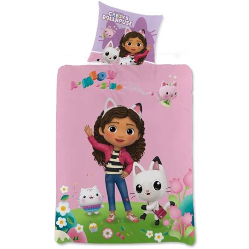 Gabbys Dollhouse sängkläder - Gabby och Pandy Paws - Vändbart bäddset - 100% bomull