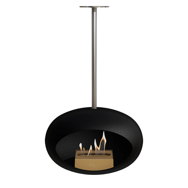 Le Feu Sky biopejs i sort - Poleret stål - 120 cm - Rose gold brænder.
