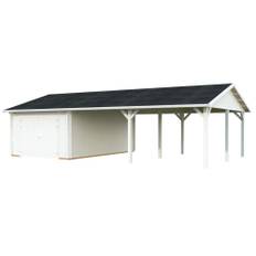 Palmako garage m/træport Roger hvid 19+33,2 m²
