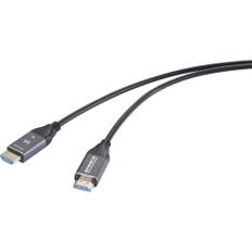 SpeaKa Professional HDMI / Glasfiber Tilslutningskabel HDMI-A-stik, HDMI-A-stik 10 m Sort SP-12842660 8K UHD, AOC (aktivt optisk kabel) HDMI-kabel