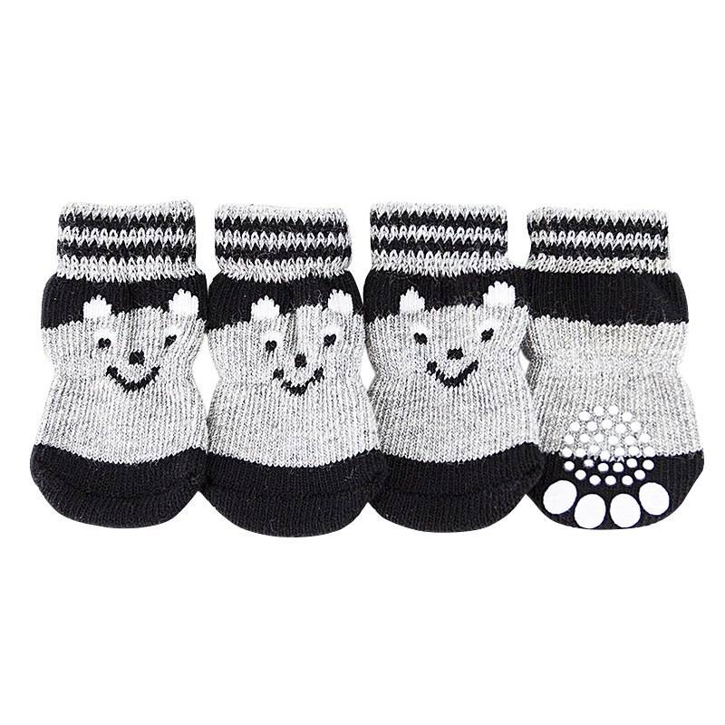 4 st/set varma hundvalpsstrumpor mjuka husdjursstickningar söta tecknade halkskyddsstrumpor för små hundar stövlar härlig chihuahua djurprodukt - H / Xl