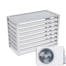 Unmjgybc aluminium luftkonditioneringsskärm vit Louver topp L120 x 70 x H 150 (5 P) utomhuskondensor skyddande hölje luftkonditionering täcker utomhus värmepump hölje aluminium luftkonditionering
