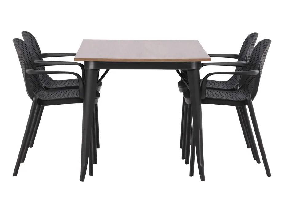 Venture Design Tempe & Baltimore matgrupp Svart/valnöt 4 stolar & bord 140 x 80 cm