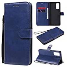 Samsung Galaxy S20 FE 5G fodral, SATURCASE PU-läder flip magnet plånbok stativ kortplatser handrem skyddande fodral för Samsung Galaxy S20 FE 5G (Blå)