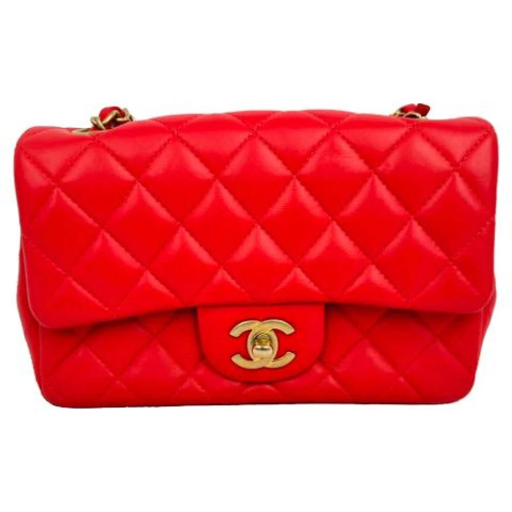 Chanel Vintage Pre-owned Mini Classic Single Flap Crossbody Bag - Vintage - Dame - Rød - ONE SIZE - Læder