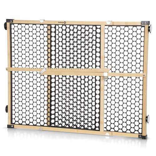 Safety 1st Bamboo babygrind för dörröppningar, ingen borrport med dörr, hundgrindar, passar 71 cm – 107 cm, 61 cm hög, bambu och svart