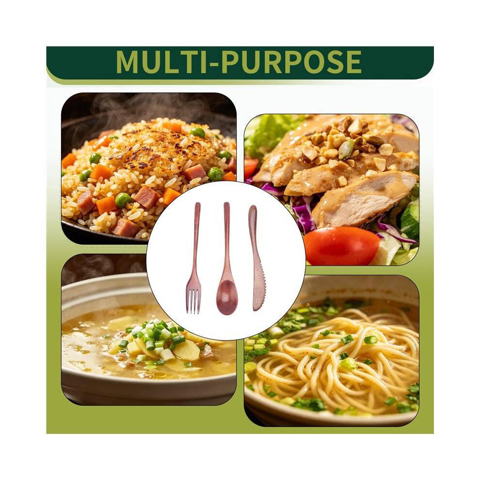 15 Pcs Wooden Spoon Fork Knife Cutlery Set Wooden Dinner Utensil Set Kitchen Wooden Flatware Tableware Cutlery Set
