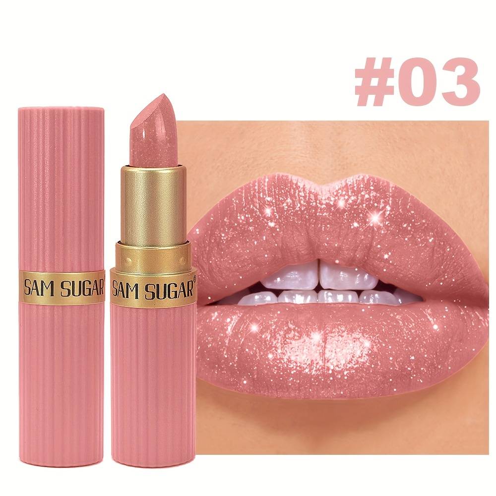 Sam Sugar Lipstick - Waterproof, Long-lasting Shine, Non-sticky Formula, Suitable For All Light Beige Lip Types, Glossy, Moisturizing Lip Makeup | Hue | Creamy Texture, Moisturizing Lipstick