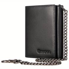 TEMU 1pc Trifold Men' With Chain, Genuine Leather Rfid Blocking Wallet