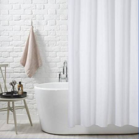 Classic Plain White Shower Curtain - Hookless